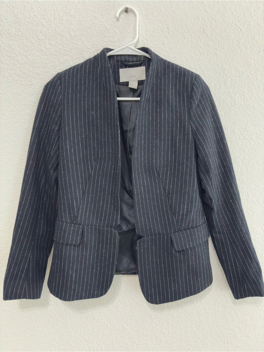 H&M Dark Gray Pinstripe Open-Front Blazer